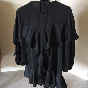 NWT Large Endless Rose ruffled black blouse.
